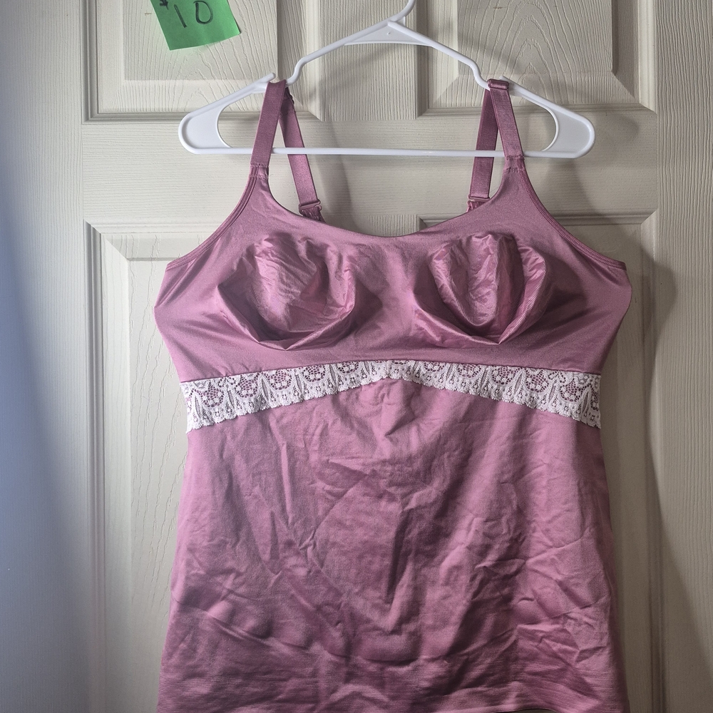 Pink Lace Trim Cami Top  RUBY RIBBON